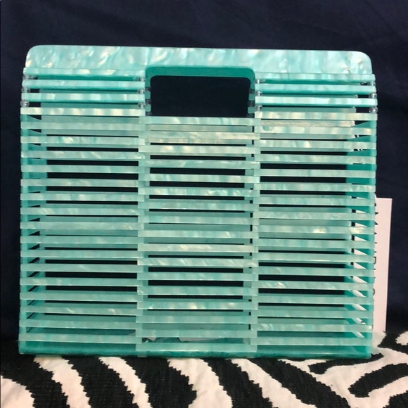 Pearl Acrylic Structured Handbag Beach Aqua NWT - Picture 2 of 8